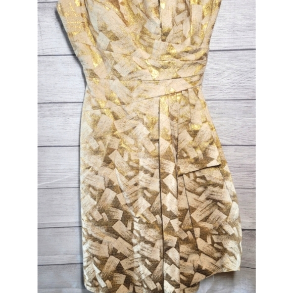 Alberto Makali Women's Cocktail Dress Size 4 Metallic Gold Sash Spaghetti Straps - Picture 9 of 15